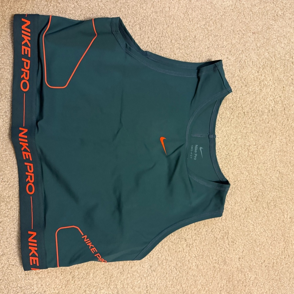 Nike Pro Dark Teal and Bright Orange Tank